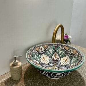 Lavabo en Céramique Marocain Fait Main - Design Floral