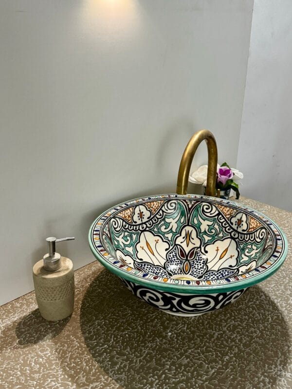 Lavabo en Céramique Marocain Fait Main - Design Floral – Image 2