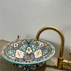 Lavabo en Céramique Marocain Fait Main - Design Floral